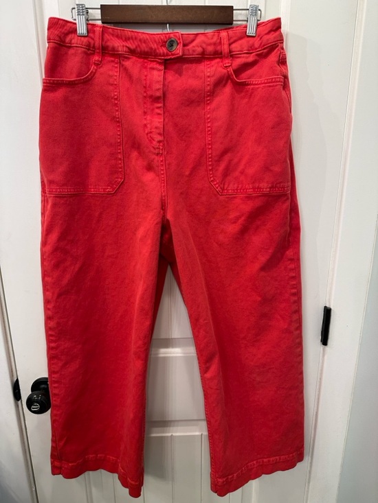Boden Denim - Boden Red High Waist Wide Leg Utility Cropped Pants Sz US 12R